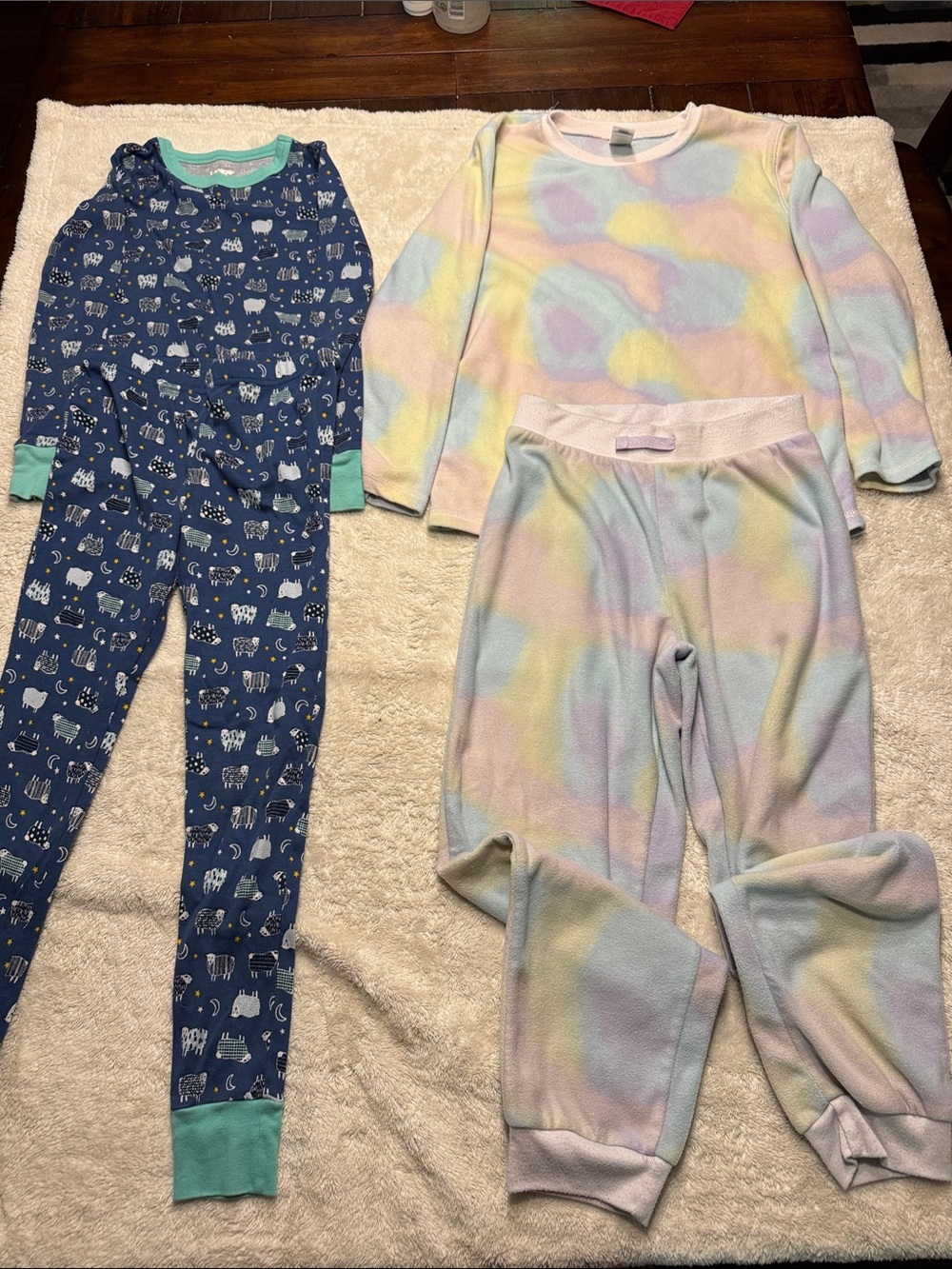 Kids 2-Piece Blue Animal & Pastel Tie-Dye Pajama Sets